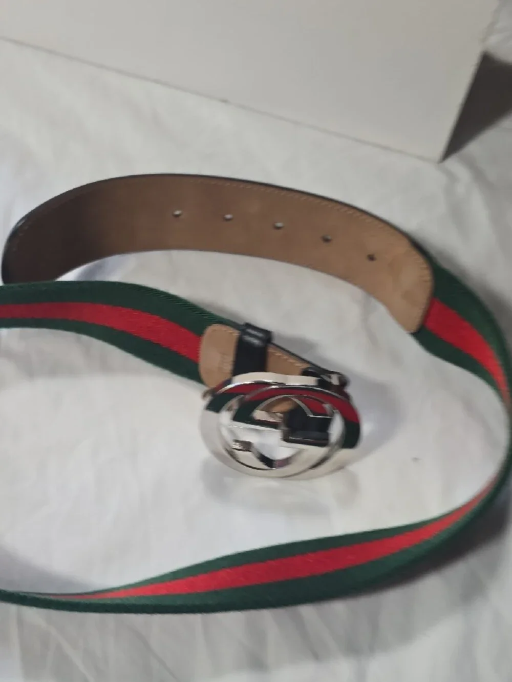 Gucci Men's Green and Red Web Belt
